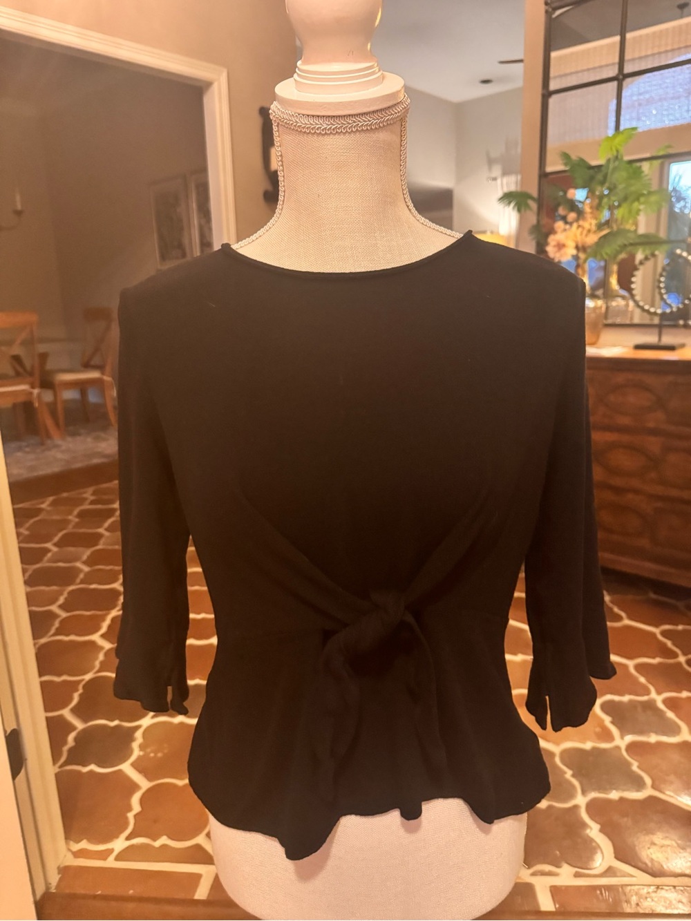 LUSH Boutique Women’s Black Tie-Front Peplum Top Sz Small